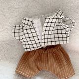 Labubu Doll Plaid Shirt & Stripe Shorts Set – 17cm Fashion Clothes Outfit Accessories for Trendy Mini Plush Dolls