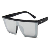 Luxurious Square Sunglasses for Women: Big Frame with Red and Purple Mirrored Lenses, providing UV400 Protection
