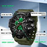 Quartz Men's Sports Watch – Quartz Waterproof Wristwatch with Dual Time, Alarm, Stopwatch, and LED Backlight