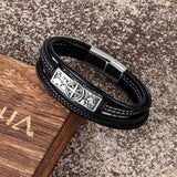 Men's Viking Compass Bracelet – Multilayer Leather with Norse Runes Amulet & Stainless Steel | Vintage Norse Mythology Jewelry