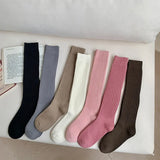 Women's Cotton Long Socks: Over-the-Knee, Solid Thigh-High Stockings, Casual and Cozy for Boots