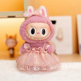 Labubu Doll Sequined Gauze Dress Set – 7 Color Options with Bow Detail for 17cm Plush Dolls, Dress-Up Accessories for Stylish Displays