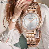 MEGIR Luxury Women's Stainless Steel Dress Watch: Fashionable and Elegant Quartz Timepiece