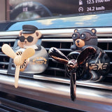 Car Air Freshener in Bear Pilot Design with Rotating Propeller, Stylish Vent Perfume Diffuser Clip