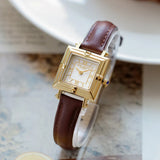 Square Women's Wristwatch - Waterproof Quartz Movement, Retro Fashion with Small Dial, Vintage Leather Watch for Female Students