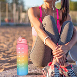 900ML Motivational Sports Water Bottle: Portable with Time Marker, Leak-Proof for Outdoor Fitness, BPA-Free