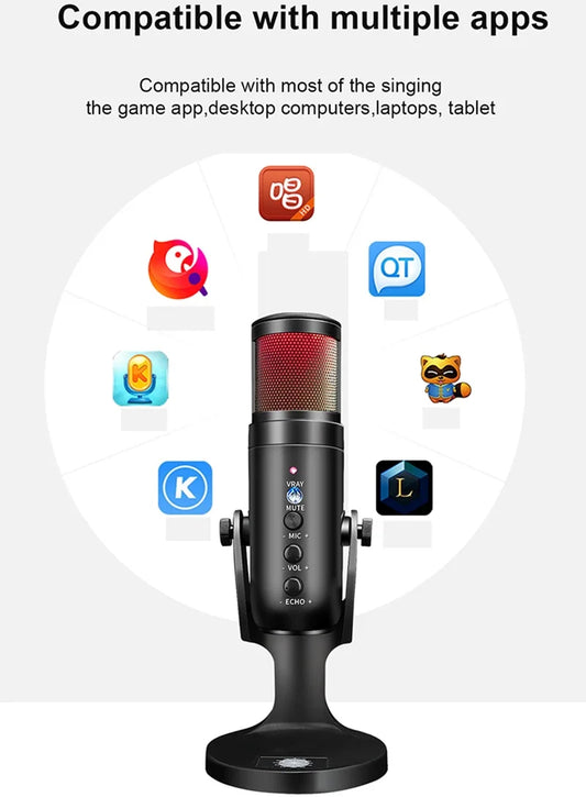 USB Condenser Microphone for Professional Podcasting and Recording - Ideal for Studio, PC Computer Gaming, Streaming Video, and Karaoke