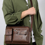 Stylish PU Leather Men's Shoulder Bag - Ideal for Business, Travel, and More