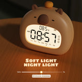 Cute LED Night Light & Alarm Clock - USB Rechargeable Timer, Desktop Decor, Perfect Children’s Gift