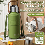 Large Capacity Stainless Steel Thermos Bottle – Portable Vacuum Insulated Water Bottle with Carry Sleeve for Outdoor Use