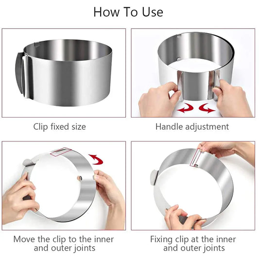 Adjustable Stainless Steel Cake Mousse Ring – 6 to 12 Inch Round Baking Mold for Cake Decoration