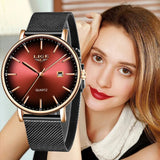 LIGE Women's Luxury Fashion Watch: Elegant Steel Waterproof Wristwatch for Casual Wear