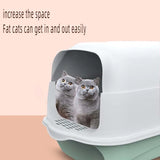 High-Capacity Deodorant Cat Litter Box: Fully Enclosed Plastic Tray, Easy Cleaning, Essential Pet Accessories