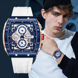 CURREN Men's Square Quartz Watch: Silicone Strap, Auto Date, Casual Chronograph, Waterproof, Luminous, Male Timepiece