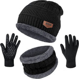 Thick Winter Beanie Set for Men and Women: Wool Hat, Neck Scarf, and Balaclava Mask