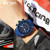 Casual Quartz Watch with Waterproof and Shockproof Features, Hollow Round Dial, Date, Luminous Display, and Stopwatch for Men