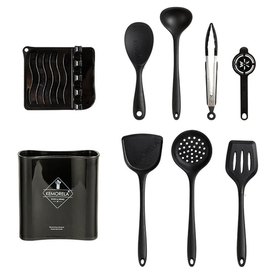 9-Piece Non-Stick Silicone Cooking Utensil Set: Heat Resistant, BPA-Free, and Non-Toxic for Safe and Convenient Kitchen Use