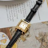 Square Women's Wristwatch - Waterproof Quartz Movement, Retro Fashion with Small Dial, Vintage Leather Watch for Female Students