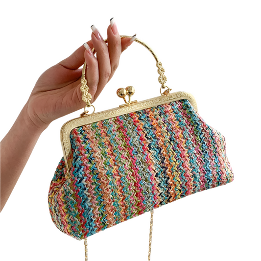 Colorful Straw Hobo Bag: High-Quality Shell Design for Casual Beach Days