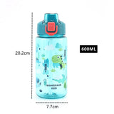 600ml BPA-Free Kids Plastic Water Bottle with Straw – Leak-Proof, Durable, and Unbreakable Cartoon Drinking Bottle for Children