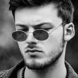 Unisex Oval Sunglasses - Luxury Retro Metal Frames with Vintage Mirrored Lenses and UV400 Protection