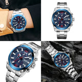 MEGIR Luxury Stainless Steel Men's Chronograph Watch: Waterproof, Luminous, Calendar