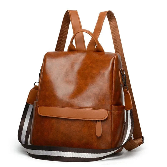 Small Casual Backpack for Women: Simple Soft PU Leather Shoulder Bag, Ideal for Work, Vintage Style Ladies Backpack