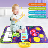 Kids' 2-in-1 Piano Mat: Piano Keyboard & Jazz Drum Music Touch Play Carpet, Educational Toy