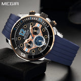 MEGIR Military Sport Watches for Men: Luminous, Waterproof Chronograph