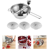 Manual Rotary Food Mill Stainless Steel Vegetable Strainer Potato Masher Grinder with 3 Milling Discs Dishwasher Safe