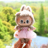 Labubu V1 Doll Wedding Dress Outfit – 17cm Vinyl Pendant Clothes Set with Elegant Uniform-Style Gown Accessories for Girls