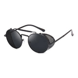 Vintage Round Steampunk Sunglasses for Men and Women: Classic Metal Frames Ideal for Summer Travel, Providing UV400 Protection and Stylish Eyewear Shades