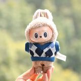 Labubu V1 Doll Clothing Replacement Set – 17cm Vinyl Pendant Outfit with Hat & Overalls for DIY Styling and Fashion Doll Accessories