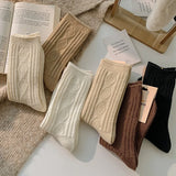 3 Pairs of Cashmere Wool Socks Set for Women: Winter-Thick, Warm in Black and White, Solid Color