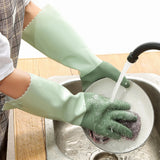 Long and Thick Dishwashing Gloves: Durable Fleece-Lined PVC Gloves for Kitchen and Household Chores