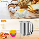 2-in-1 Unbreakable Stainless Steel 680ml Batter Dispenser with Squeeze Handle, Pancake Pourer, and Mixing Baking Tool