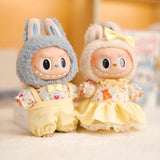 Labubu Doll Yellow Cartoon Outfit Set – 17cm Plush Clothes with Suspender Pants or Dress for Baby Pendant Doll Replacement Styling