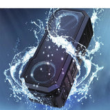 Bluetooth Speaker with Flashing Lights, TWS Stereo Bass, IPX7 Waterproof Rating, FM Radio, 12-Hour Battery Life