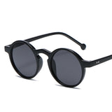 Classic Vintage Retro Round Sunglasses for Women and Men - Small Black Frame, Ideal for Driving