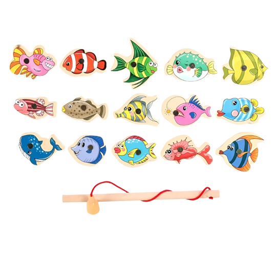 Montessori Wooden Children Fishing Toy: Interactive Educational Game for Children to Learn about Marine Life - Encourages Parent-Child Bonding