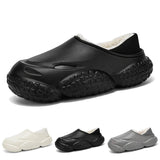 Waterproof Plush Men's Winter Slippers: Closed Toe, Non-Slip Warm Indoor Shoes