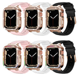 Diamond  Protective Case & Rubber Strap Kit for Apple Watch 8, 7, 6, SE, 5, 4