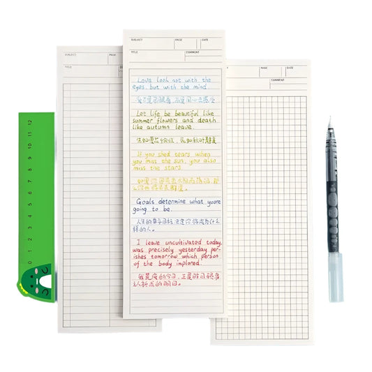 2 Sets of Non-Sticky Long Notepads: Simple Memo Pads for Writing Notes in School or Office, Sized 9x25cm