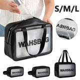 Frosted PVC Cosmetic Bag: A waterproof, transparent makeup pouch made from PU leather for travel toiletries and skincare