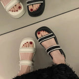 Women’s Pearl Back Strap Platform Sandals – Casual Open Toe Slippers for Spring and Summer