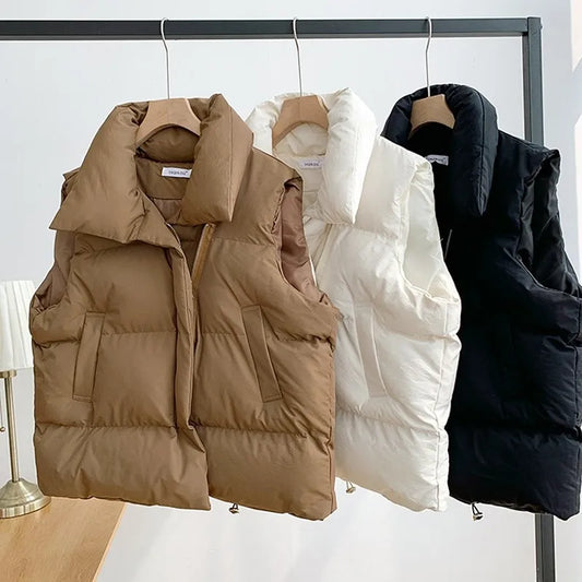 Y2K Style Women's Thick Down Vest: Casual Outerwear for Autumn/Winter, Windproof and Warm