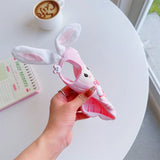 Cartoon Bunny Ears Silicone Phone Case for iPhone 11-15 Pro Max: Cute Plush Girl Bear Lens Cover