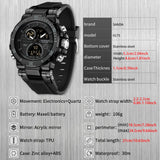 SANDA Men's Luxury Sports Wristwatch, Dual Display Quartz Analog Watch with Waterproof Silicone Band and Alarm