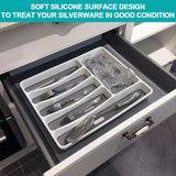 Plastic 6 Compartment Silverware Drawer Organizer Non Slip Utensil Tray Narrow Kitchen Cutlery Tray Drawer Organizers