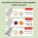 3-in-1 Rotary Vegetable Grater and Shredder, Hand Crank Cheese Grater and Kitchen Spiralizer Slicer for Potatoes, Nuts, Carrots, and French Fries